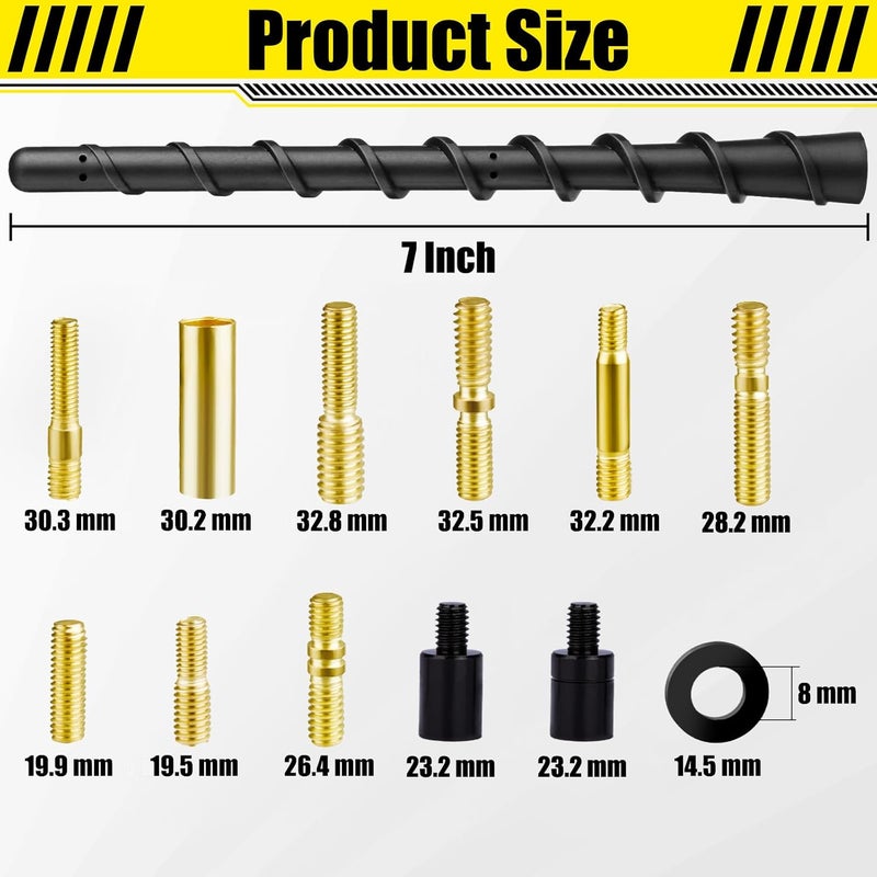 BFXM Black Spiral Bending Antenna, Waterproof Car Rubber Antennas, 7 Inch Auto Toppers Flexible Retrofit Antenna with Screw, Exterior Car Accessories for Car Radio AM FM for Trucks, Cars, SUVs - Image 2